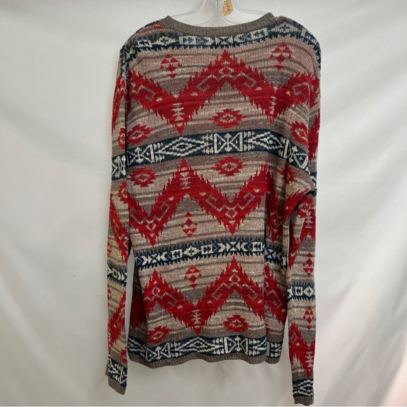 Denim & Supply Ralph Lauren Med Aztec Navajo southwest Knit Henley Sweater Polo - Picture 2 of 7